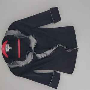 Joseph Ribkoff black jacket with zipper detailing.